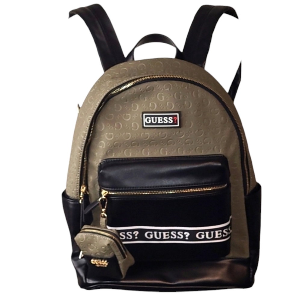 Host Pick! GUESS - Army Green w/ Black Leather Backpack - NWOT